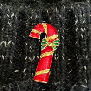 Vintage Macy's Holiday Lane Red Candy Cane Brooch Pin